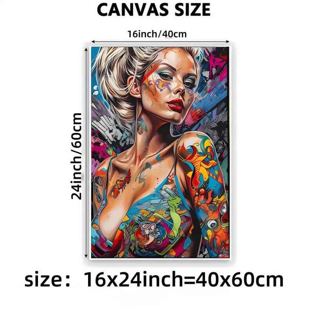 Abstract Graffiti Sexy Woman Canvas Print Framed 16" x 24" Wall Art Home & Garden:Home Décor:Posters & Prints Style Your Walls